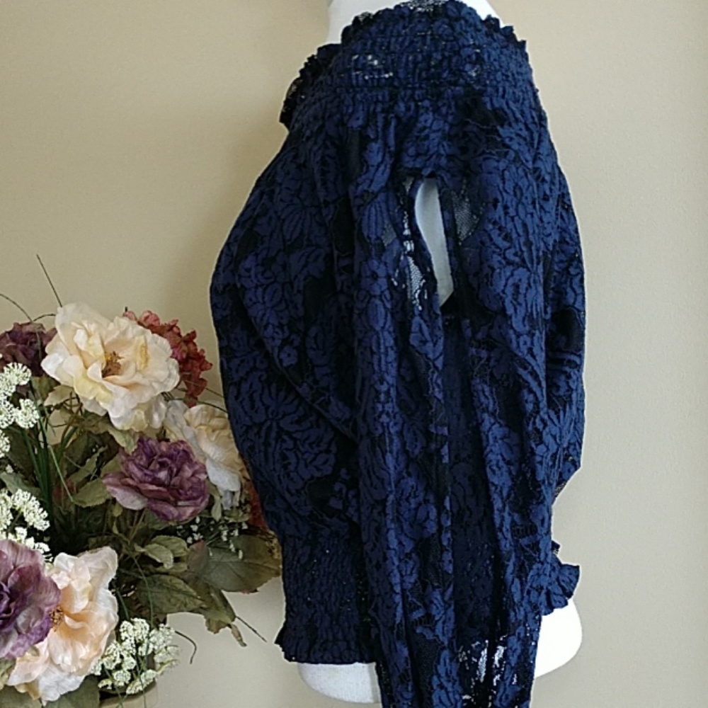 NEW Sexy One Shoulder Top Lace Stretch Split Sleeve Long Bell Bold Elements Sm - Picture 5 of 8